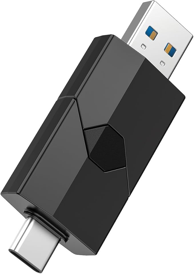 RAOYI 128GB USB C Flash Drive 2 in 1 Type C + USB 3.0 Flash Drive Dual OTG Retractable Type-C Thumb Drive Portable Memory Stick for iPhone 17/16/15 iPad Pro Android Smartphone Tablet PC (Black)