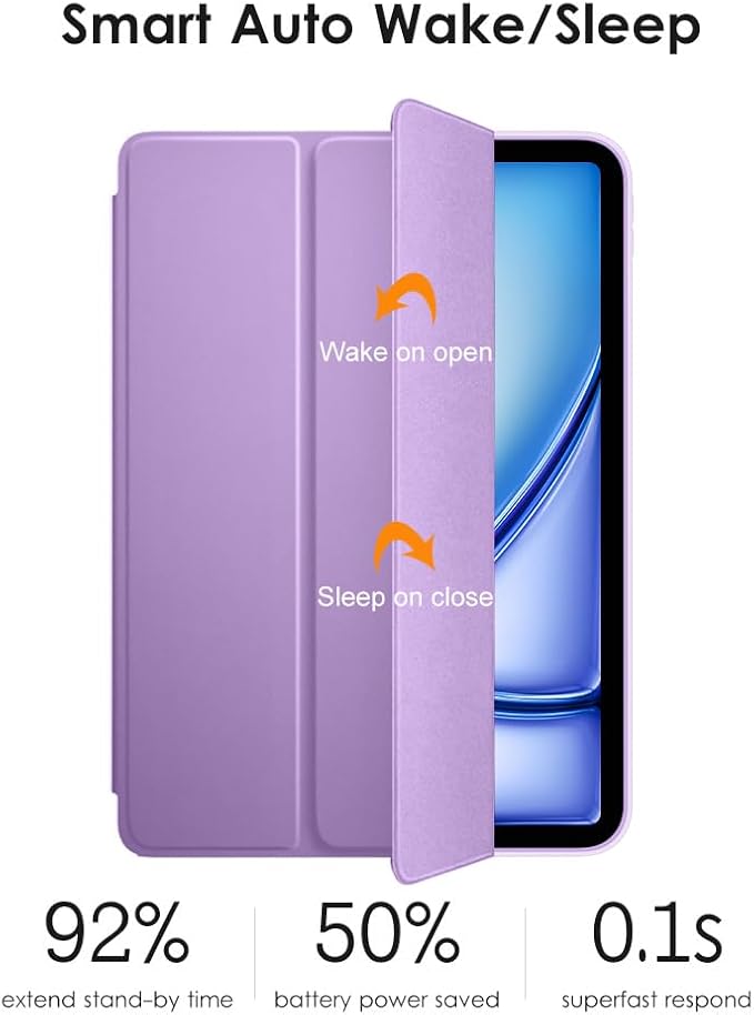 DTTO for iPad Pro 11 Inch 4th/3rd/2nd/1st Generation 2022/2021/2020/2018 Case, Also Fit iPad Air 11-Inch/5th/4th Gen, Slim Lightweight Trifold Stand Soft Back Cover，Auto Sleep/Wake,Purple