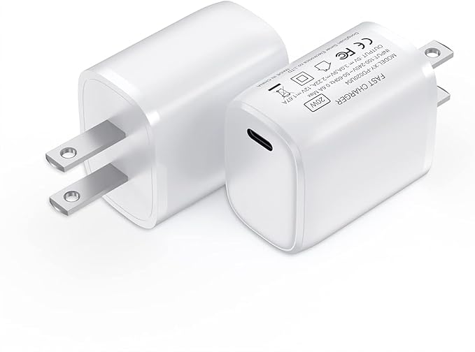 [2 Pack] USB-C Wall Charger, 20W USB-C Power Adapter Replacement for Phone 17/16/15/14/13/15 Pro/Pro Max/Plus/XS/XR/X,Galaxy, Pixel,i Pad and More