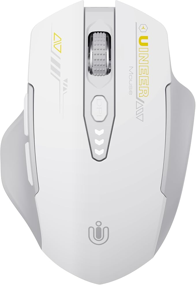 Uineer Wireless Bluetooth Mouse,[Upgraded] Rechargeable Computer Mice (BT 5.0/4.0+2.4G Hz) with Visible Battery Level, 4 Adiustable DPl, Portable PC Mouse for MacBook Chromebook
