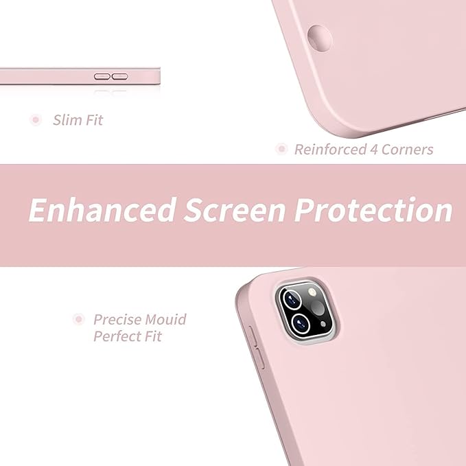 Case for iPad Pro 12.9-inch 2022/2021(6th/5th Gen),iPad Air 13 Inch(M4/M3/M2,2026/2025/2024) with Pencil Holder,2nd Gen Pencil Charging,Auto Sleep/Wake,Flexible TPU Protective Cover (Pink)
