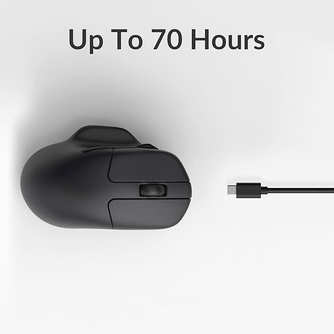 Keychron M7 Wireless Computer Mouse, 26K DPI Optical Computer Mouse, 2.4 GHz/Bluetooth/Wired with Macro Button 63g Lightweight Ergonomic, Up to 70 Hours Worktime for Laptop macOS/Windows - Black