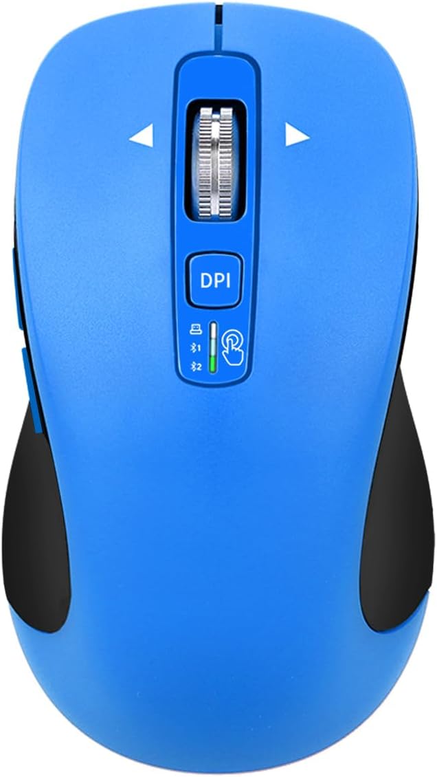 CITLLA Wireless Bluetooth Mouse (USB + BT1 + BT2), Full Size, 4-Way Scrolling, Multi-Device Silent Mouse for Computer, Laptop, iPad, MacBook (Blue)