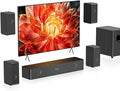 Wooden 5.1.2 Virtual Surround Sound System, 4 Surround Speakers Wired, 400W Peak Power, Sound Bars for Smart TV w/Subwoofer, 5.25'' Deep Bass, Home Theater TV System, ARC/Opt/BT/AUX