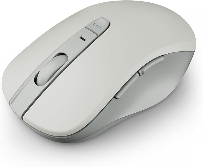 WL300 Bluetooth Mouse Silent Wireless Mice, Quiet Click, Cordless Computer Mouse with 6 Buttons, Sculpted Grip, Adjustable DPI for Laptop, PC, Mac, 18-Month Battery Life for Work Travel（Silver-Gray)