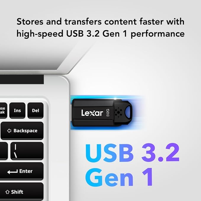 Lexar 512GB JumpDrive S80 USB 3.2 Gen 1 Flash Drive, External Storage, Up to 150MB/s Read, Black (LJDS080512G-BNBNU)