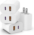 4 Pack i Phone 17 16 15 14 USB C Charger Block, iGENJUN 20W Dual Port QC + PD 3.0 Power Adapter Wall Charger, Double Fast Plug Charging Brick for i Phone 17/17 Pro/16/15/14/X, Galaxy - White
