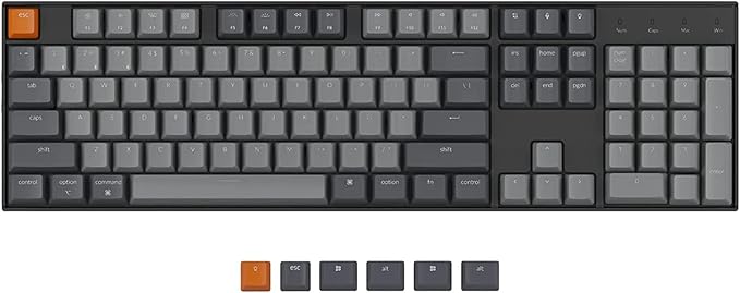 Keychron K10 Wireless Mechanical Gaming Keyboard, Hot-Swappable 104 Keys Full Size Gateron G Pro Brown Switch, White LED Backlight USB-C Wired Bluetooth Professional Office Keyboard for Mac/Windows