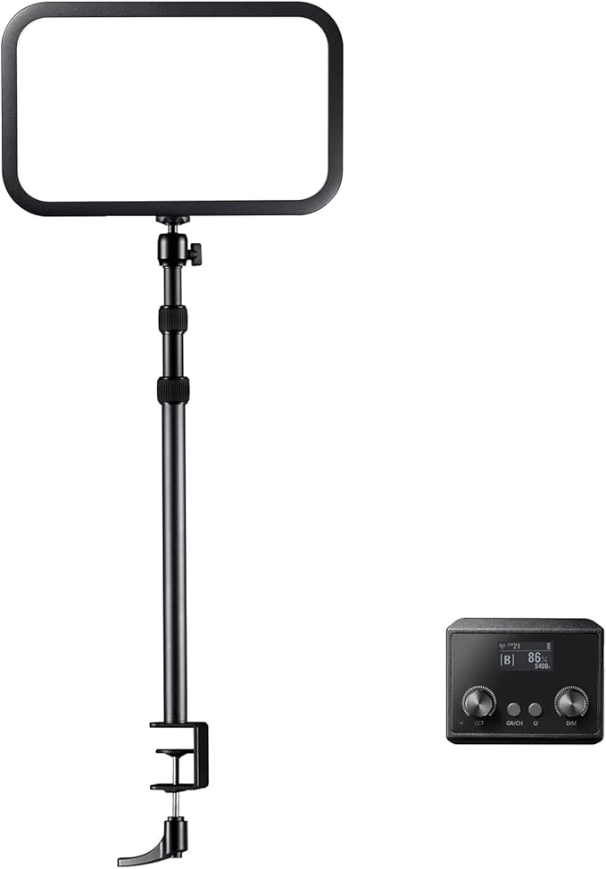 Godox ES45 Key Light, LED Video Light with Extendable Desk Stand, 0-100% Brightness & 2800-6500k Color Temperature Adjustment, APP/Remote Control, Soft Light Panel for Streaming, Zoom Calls, YouTube