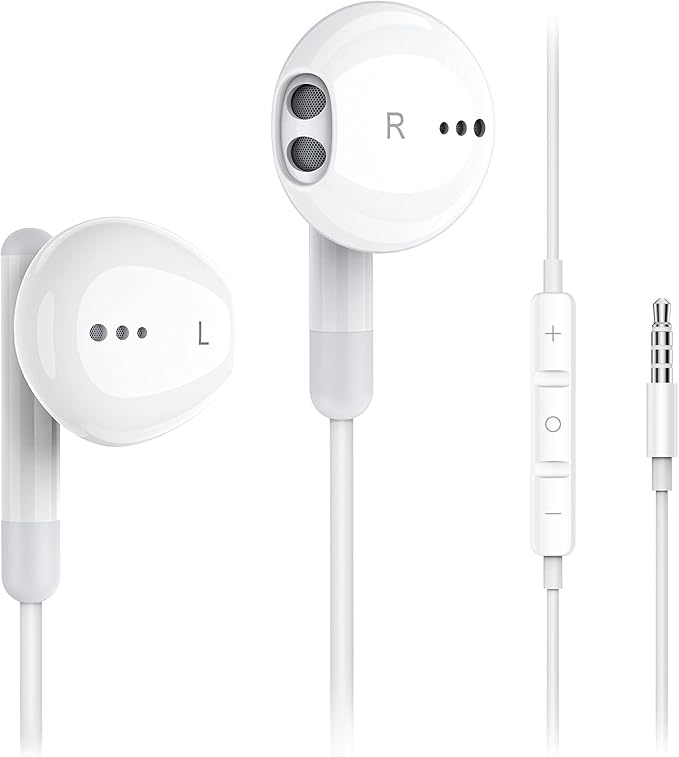 Kimwood Wired Earbuds with Microphone, Wired Earphones in Ear Headphones HiFi Stereo, Powerful Bass and Crystal Clear Audio, Compatible with iPhone, iPad, Android, Computer Most with 3.5mm Jack