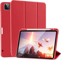 Case for iPad Pro 11 Inch 4th/3rd/2nd Generation 2022/2021/2020 with Pencil Holder [Support iPad 2nd Pencil Charging] Slim Trifold Stand Smart Protective Cover, Auto Wake/Sleep(Red)