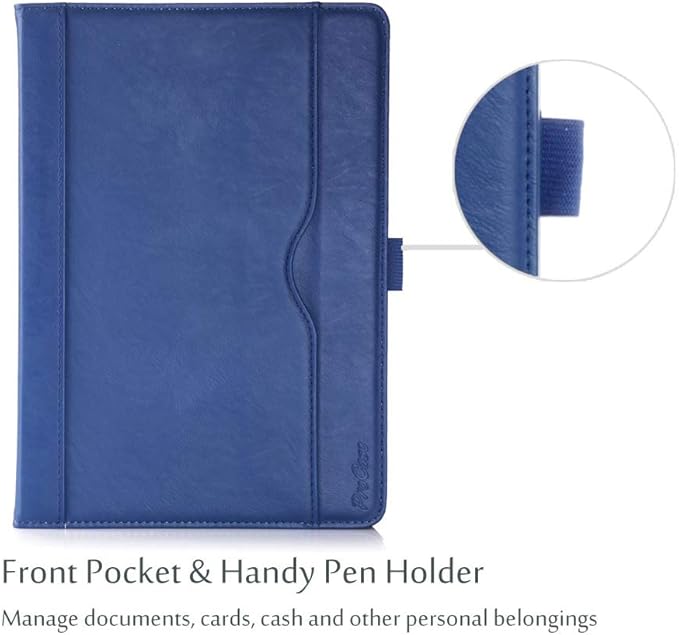 ProCase Case for iPad Air (3rd Gen) 10.5" 2019/iPad Pro 10.5" 2017, Vintage PU Leather Stand Folio Cover for iPad Air 3/iPad Pro 10.5-inch Multiple Viewing Angles with Pencil Holder -Navy