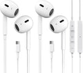 2 Packs USB C Headphones for iPhone 17/16/15 Earbuds with Microphone & Volume Control HiFi Stereo Type C Earphones for Galaxy S23/S22/S21/S20/Ultra Note 10/20, for iPad Pro Pixel 7/6/6a/ OnePlus 9