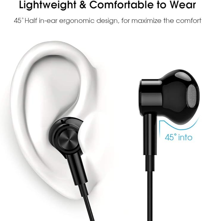 USB C Headphones Wired Type C Earphones for Samsung/Galaxy S26 S25 S24 Plus S23 S22 S21 S20 Ultra Magnetic Corded Earbuds for iPhone 15 Pro Max 16 16e 17 17e Air for Apple/Android Ear Buds Black