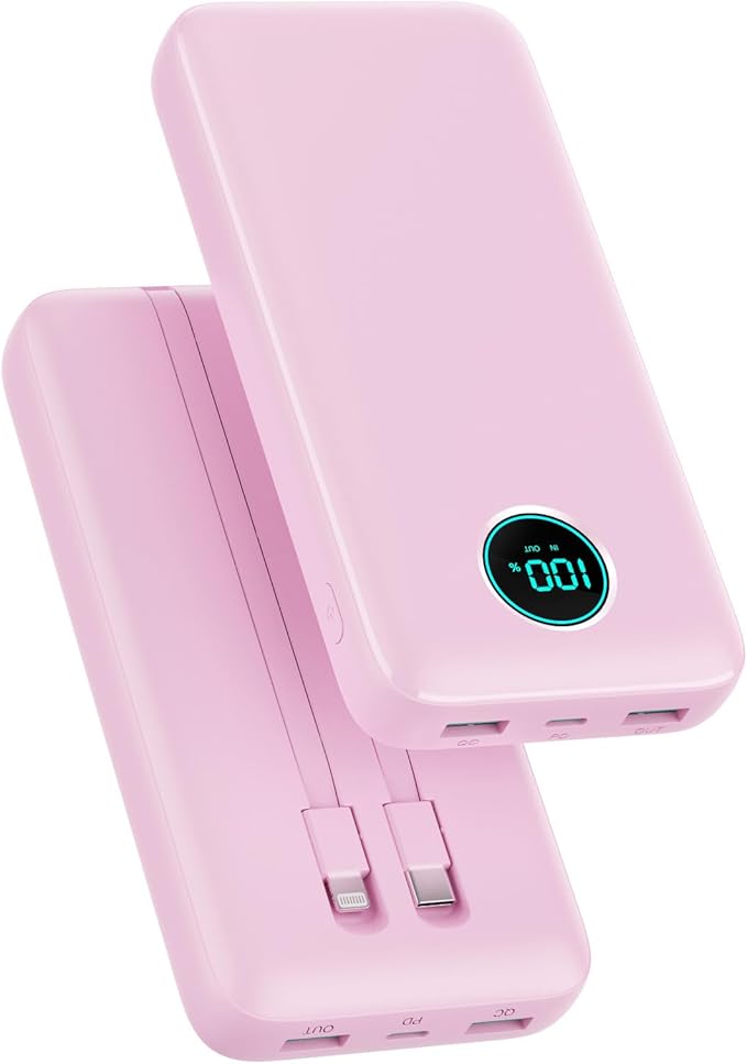 Portable Charger PowerBank 40,800mAh with Built-in Cables,25W PD Fast Charging +QC 4.0 Quick Phone Charging Power Bank, Travel Essential Charger Battery Pack for iPhone 17/16/15 Android Galaxy etc