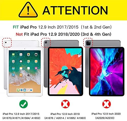 Ztotop Case for iPad Pro 12.9 inch 2017/2015 (Old Model, 1st & 2nd Gen), Premium Leather Folding Stand Folio Cover with Auto Wake/Sleep, Document Card Slots and Multiple Viewing Angles, All Black