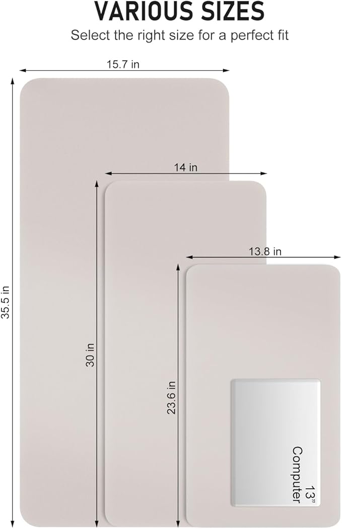 Desk Pad, 30" x 14" PU Leather Non-Slip Desk Mat Large Mouse Pad for Desktop, Waterproof Laptop Computer Writing Mat for Office, Home, Work, Gaming, Beige Gray