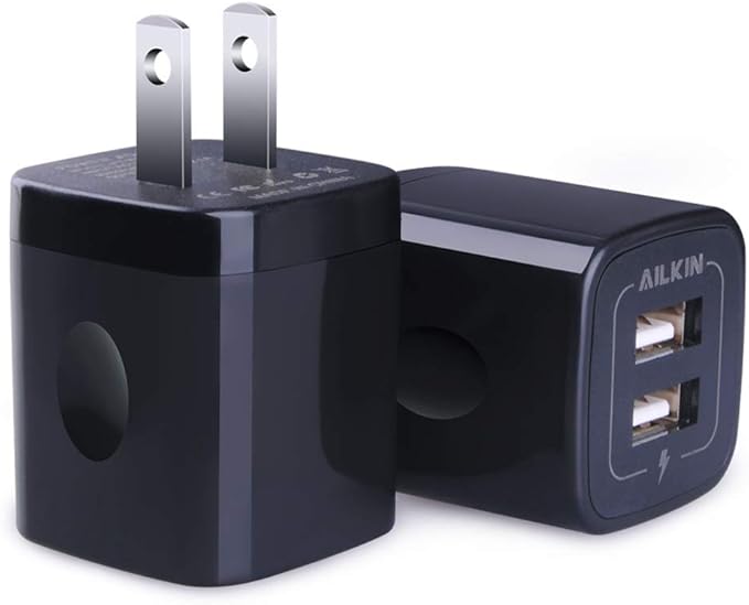 USB Wall Charger, AILKIN 2.1A Dual Port Portable Universal USB Wall Charger Adapter Box for iPhone 17 16 15 14 13 12 Mini Pro Max SE 11 XS Plus, Samsung Galaxy A04S A14 S22 S21, Google Pixel 7 7a 6 6a