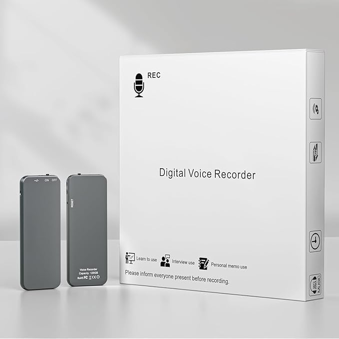 128GB Mini Voice Recorder, 40Hours Long Recoring Time, Digital Voice Activated Recorder with Metal Housing and Triple Noise Reduction, Ideal for Interviews Meetings Classes (Gray)