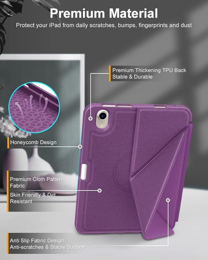 DTTO Case for iPad mini 7 (A17 Pro) 2024 / iPad mini 6 2021 8.3 inch with Pencil Holder, Multi-Angle Magnetic Standing Cover for iPad mini 7th/6th Generation [Auto Wake/Sleep], Dark Purple
