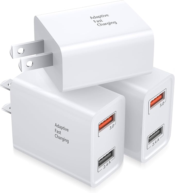Double USB Wall Charger, Costyle 3 Pack 30W Dual Ports USB Fast Charger Block Quick Fast Charge 3.0 Power Adapter & 5V 2.4A Wall Plug for iPhone 12 11 XR X SE, Samsung S9 S10 S20, Tablet(White)