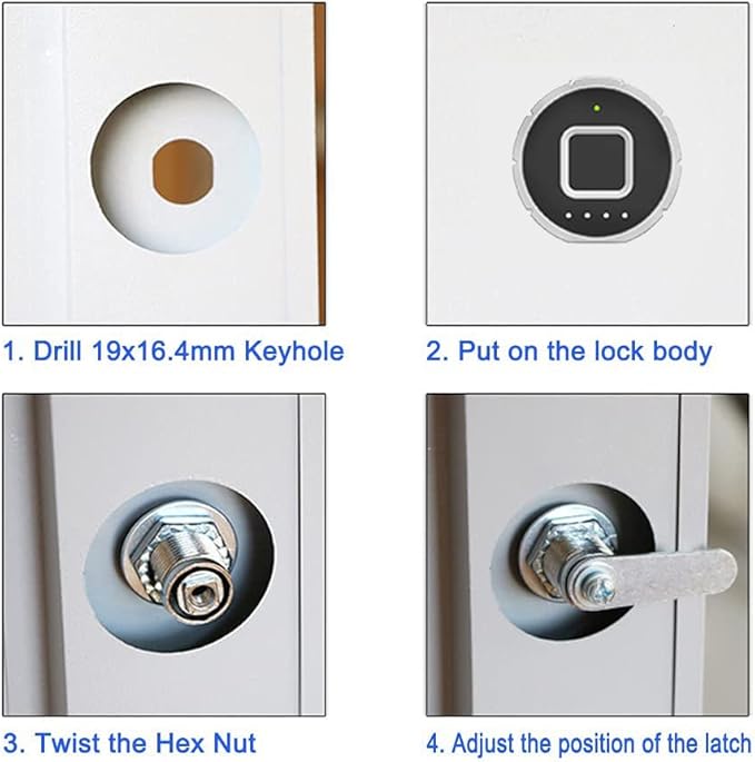 Fingerprint Drawer Lock eLinkSmart Bluetooth App Cabinet Lock 20MM (17MM) for Home Office Mailbox Keyless Furniture with 3 Sizes Tubular Cam 20 Fingerprints 1000+ App Users