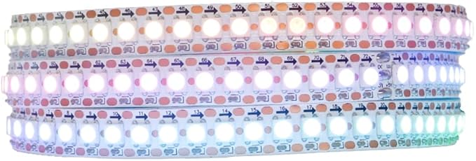 WS2812B IC RGB 5050SMD ECO Individual Addressable LED Strip Light, 3.2FT 144LED/m Flexible Full Color IP30 DC5V White PCB for DIY Project (No Power Adapter or Controller)