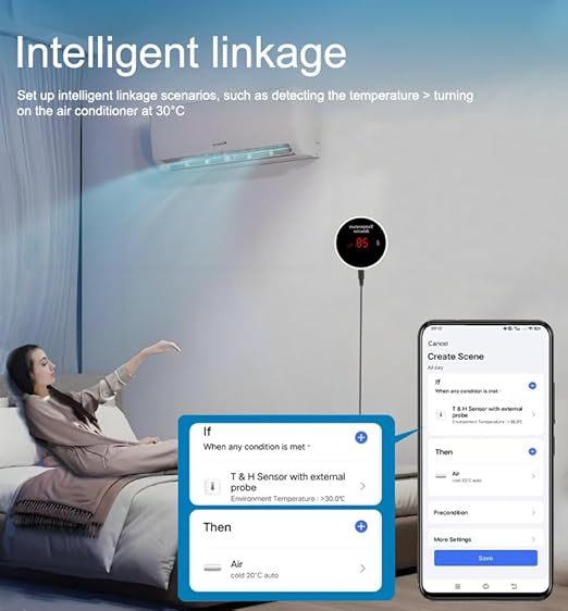 WiFi Refrigerator Thermometer: Digital Fridge Thermometer, LCD Display,App Notification, Remote App Monitor for Pool, Hot Tub, Fish Tank (Temperature)