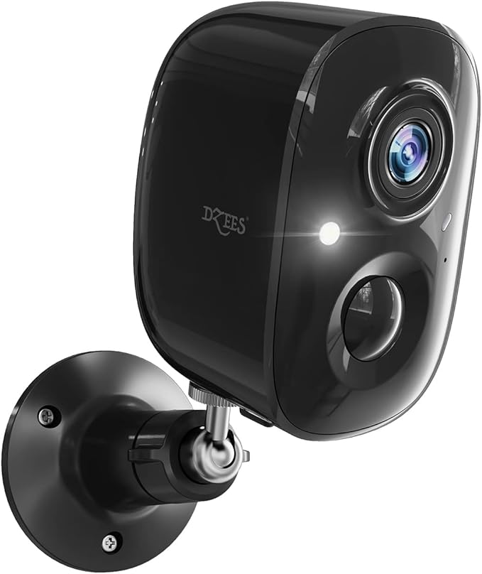 Dzees Security Camera Outdoor Wireless - Upgrade 2K 3MP Battery Powered WiFi Outdoor Camera Wireless, Spotlight, Siren, AI Dectection, Color Night Vision, IP66 Waterproof Cloud/SD-Black