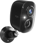 Dzees Security Camera Outdoor Wireless - Upgrade 2K 3MP Battery Powered WiFi Outdoor Camera Wireless, Spotlight, Siren, AI Dectection, Color Night Vision, IP66 Waterproof Cloud/SD-Black