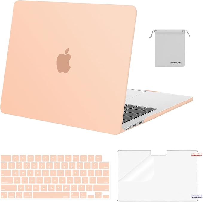 MOSISO Compatible with MacBook Air 13 inch Case M5 2026 M4 2025 M3 M2 2024-2022 A3449 A3240 A3113 A2681,Hard Shell&Keyboard Cover&Screen Film&Pouch for MacBook Air 13.6 inch Case, Peach Fuzz