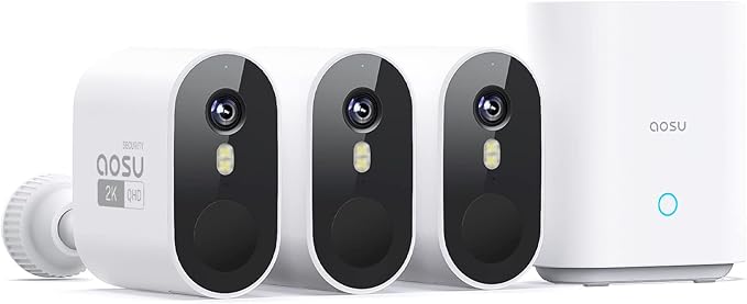 aosu 2K Add-on Camera, Requires WirelessCam/SolarCam aosuBase (NOT Doorbell Base Station), Up to 4 Cameras Can be Connected to 1 aosuBase