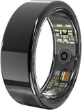 Smart Health Ring, Fitness Tracker with Heart Rate, Blood Oxygen, Blood Pressure, Sleep & Step Monitoring, Waterproof, Compatible with iOS & Android, No Subscription Required (Black, 7)