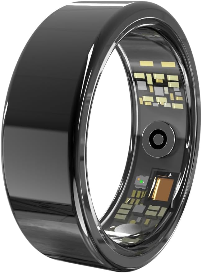 Smart Health Ring, Fitness Tracker with Heart Rate, Blood Oxygen, Blood Pressure, Sleep & Step Monitoring, Waterproof, Compatible with iOS & Android, No Subscription Required (Black, 13)