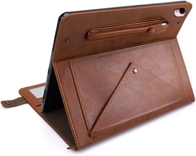 Handbag Case for iPad 10.2" (2019-2021) & iPad Pro/Air 10.5", Techcircle Folio Stand iPad Crossbody Wallet Case with Pencil Holder & Envelope Pocket, Hand Strap+Shoulder Strap Protective Cover, Coffee