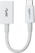 Amazon Basics USB-C to USB-A 3.1 Gen1 Female Adapter Cable Converter, 5Gbps High-Speed, USB-IF Certified, Fast Charging and Data Transfer, for Laptops, Tablets, Phones (iPhone 16/15), White