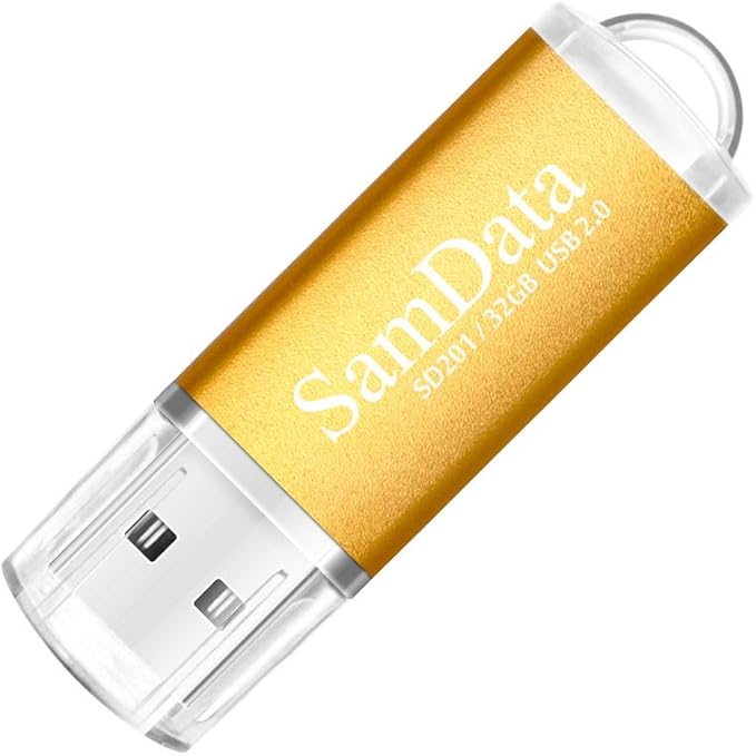 SamData 5 Pack 32GB USB Flash Drives USB 2.0 Thumb Drives Memory Stick Jump Drive Zip Drive, 5 Colors: Black Blue Green Gold Red