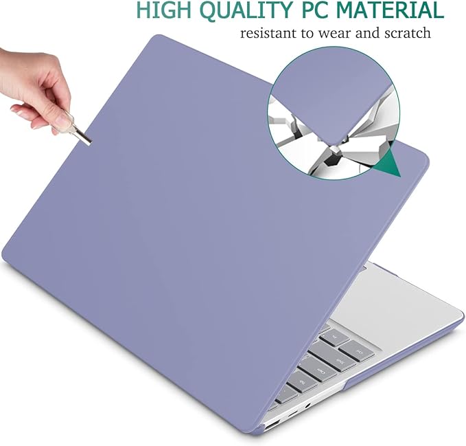 Case for 13.5" Microsoft Surface Laptop 5/4/3 with Metal Palm Rest ONLY 2019-2022 Release Models:1868/1951, Plastic Hard Shell Case with Keyboard Cover & Screen Protector, Lavender Gray