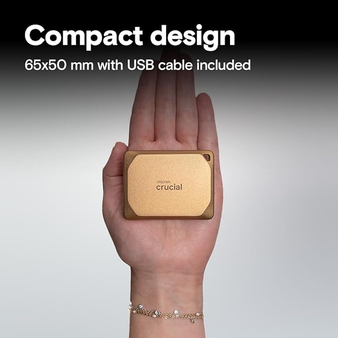 Crucial X10 Pro 4TB Portable SSD, Up to 2,100MB/s Read, 2000MB/s Write, USB 3.2 USB-C, External Solid State Drive, Durable Storage for Professional Creators, Gold - CT4000X10PROSSD9D02
