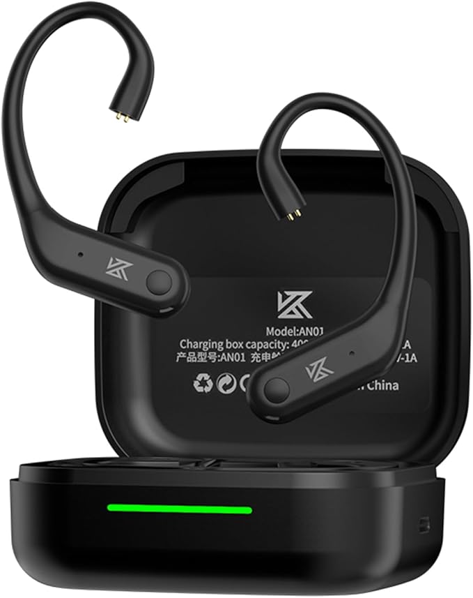CCA KZ AN01 Active Noise Cancellation Wireless IEM Bluetooth Adapter, Bluetooth 5.4 Module, 40Hrs Playback Sport Earhook for KZ ZS10 PRO/ZSN Pro X/AS16 PRO X/Castor/EDX Pro, CRA/C12(0.78mm Pin)
