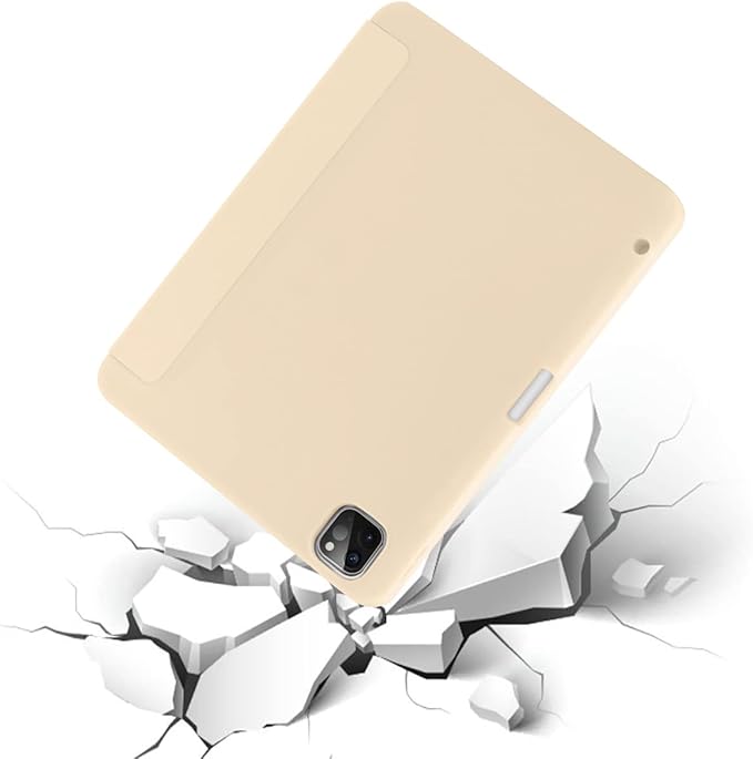 Cases for iPad Pro 12.9 Case 6th/5th/4th Generation (2022/2021/2020) with Pencil Holder [Apple Pencil Wireless Charging] Soft TPU Smart Tri-fold Stand Protective Cover(Champagne Gold)