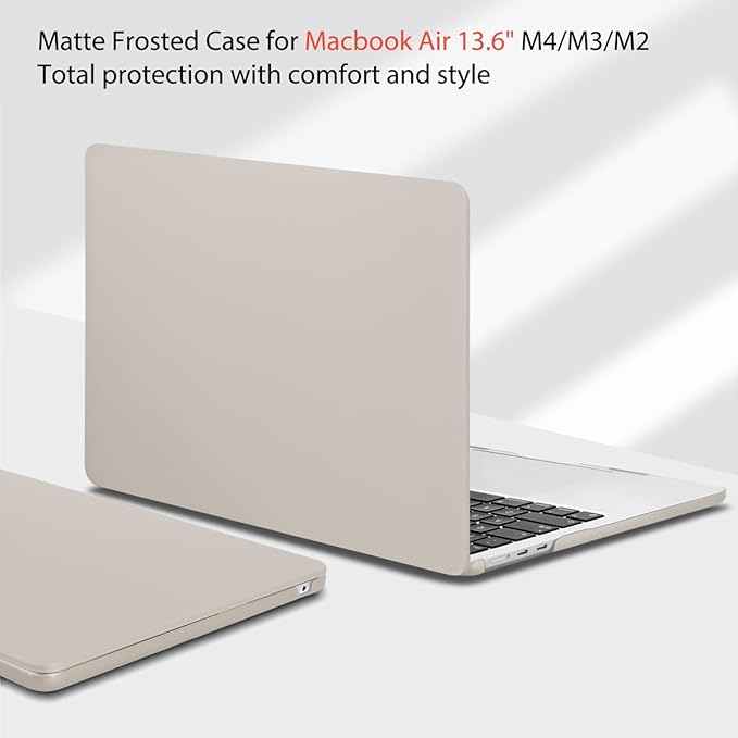 Teryeefi Case for M5 MacBook Air 13.6 Inch Model A3449 A3240 M4/A3113 M3/A2681 M2 Chip (2022 2024 2025 2026 Release), Laptop Hard Case+USB 3 Adapter+Keyboard Cover, Cream Rock Ash