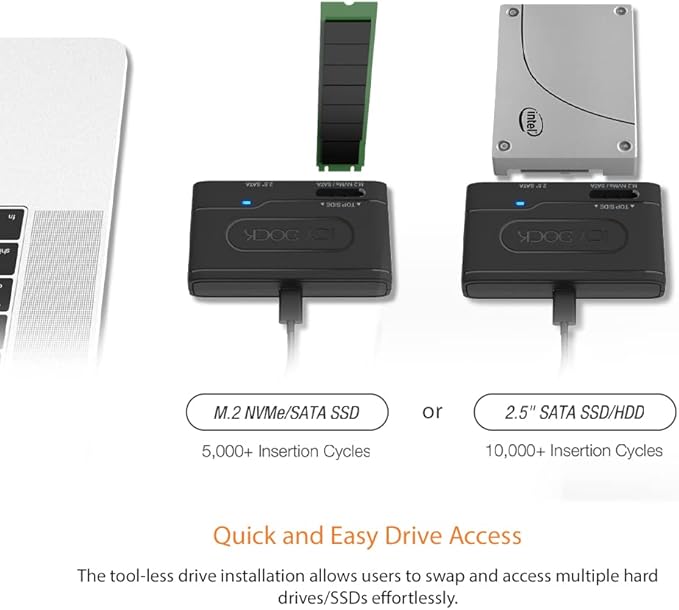 ICY DOCK USB 3.2 Gen 2 10Gbps to 2.5" SATA SSD/HDD & M.2 NVMe/SATA SSD External Reader Adapter | EZ-Adapter MB104U-1SMB