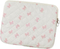 Cutecore Bow Puffy Quilted Laptop Sleeve Y2K Preppy Tablet Protective Case Girly Coquette Aesthetic Notebook Pouch (Pink,11 inch)