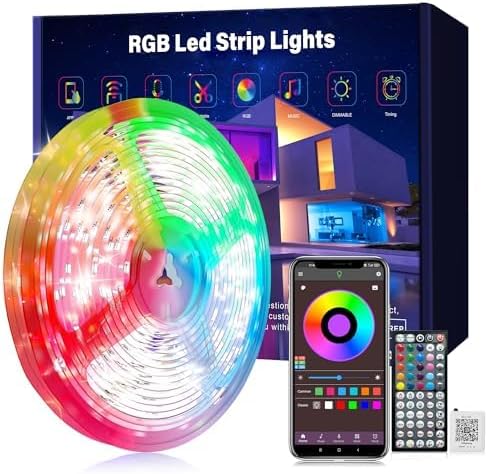 Ledagic Led Lights for Bedroom 50ft Music Sync Color Changing Led Strip Lights with Remote and App Control RGB Led Light Strip for Home Party Room Decor