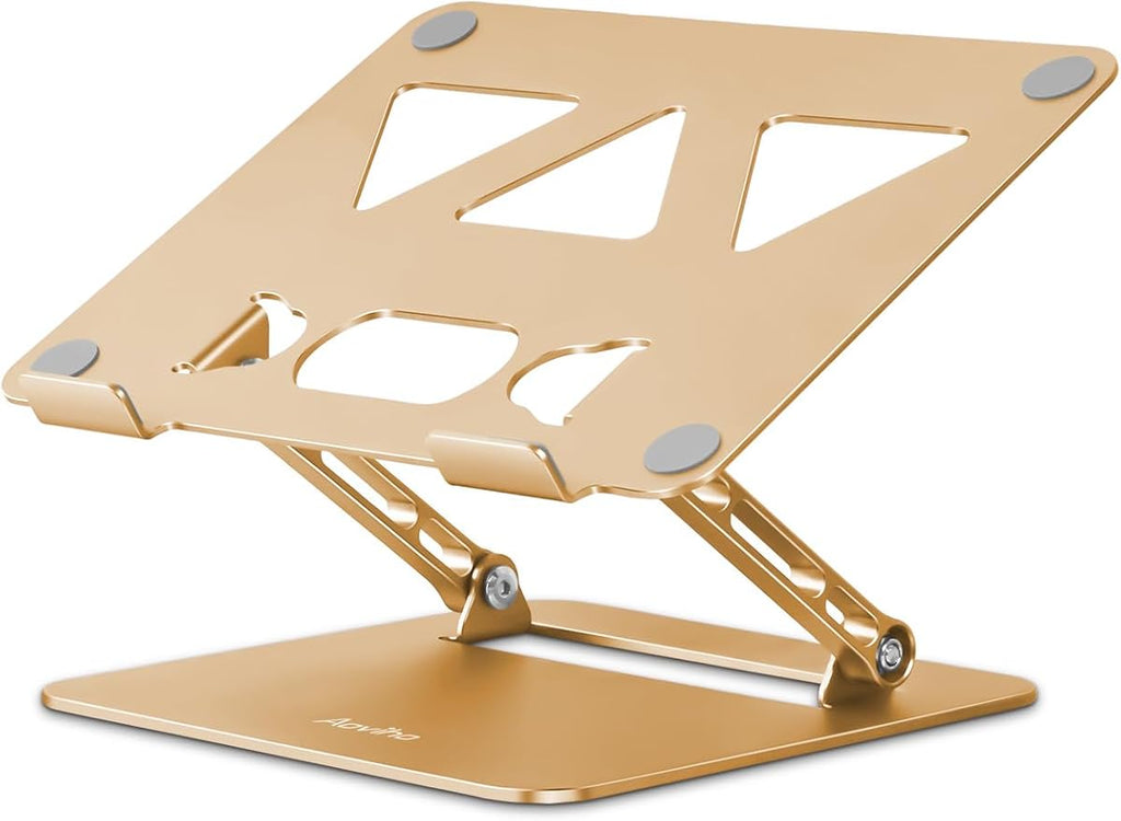 Aoviho Adjustable Laptop Stand for Desk,Portable Laptop Stand Holder and Riser,Foldable Aluminum Notebook Computer Stands for MacBook Air Pro HP Lenovo Dell Samsung Chromebook, 10-15.6 inch, Gold