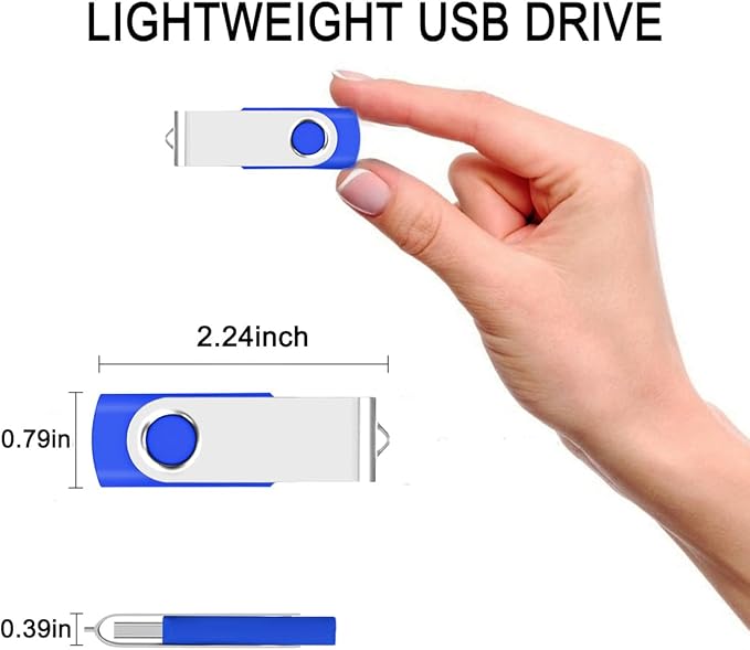 8GB USB Flash Drive 2PCS, EASTBULL USB 2.0 Drive Swivel USB Stick Memory Stick Metal Pen Drive (Black & Blue)