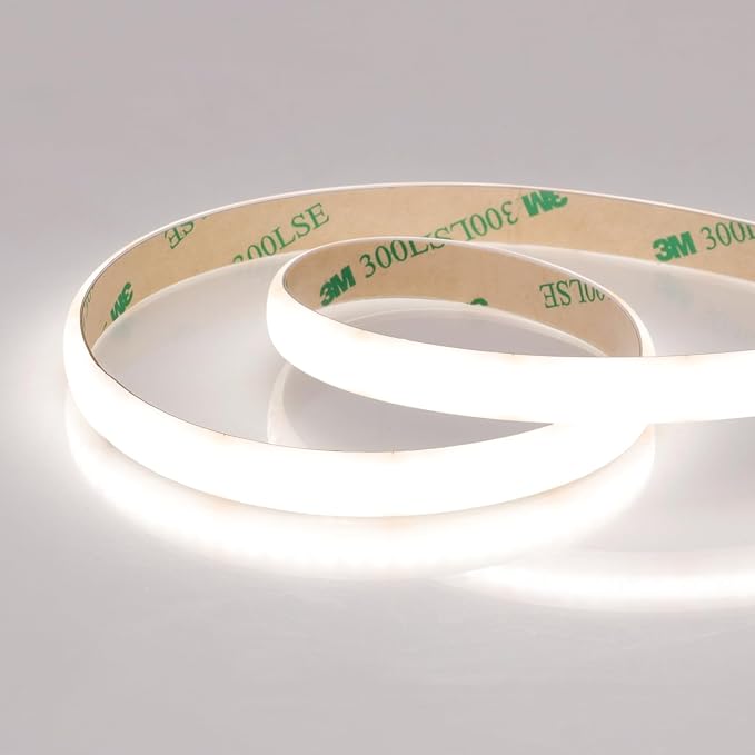 JOYLIT 24V Diffused LED Light Strip Waterproof 4000K Natural White 16.4FT 280LEDs/M Dotless 533LM/FT Super Bright UL PRO CRI 92+ Dimmable LED Tape 100W for Commercial, Home (Milky White Gel Coated)