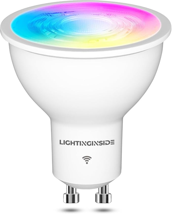 Lightinginside GU10 Smart Light Bulbs 50W Equivalent, 38°Beam Angle, Smart Bulb Compatible with Alexa/Google Assistant/SmartLife, 5W 420LM, RGBCW Spotlight Track Light, 2.4G WiFi, ETL Listed, 1PC