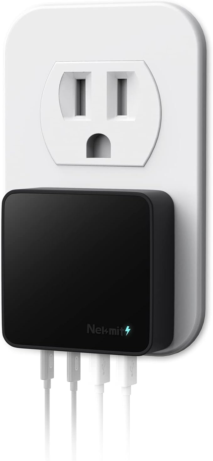 Nekmit USB C Charger, Fast Thin Flat 52W 4-Port Wall Charger with Two 20W Power Delivery and 2 USB Port for iPhone 14/14 Pro/14 Pro Max, Galaxy, Pixel, iPad Pro, AirPods Pro and More, Upgraded